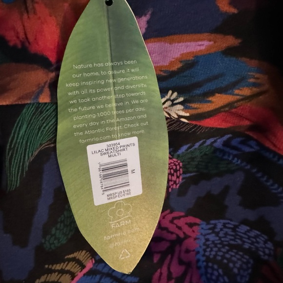 NWT FARM Rio Lilac Mixed Prints Sweatshirt in Multi - Size Medium - Picture 6 of 6